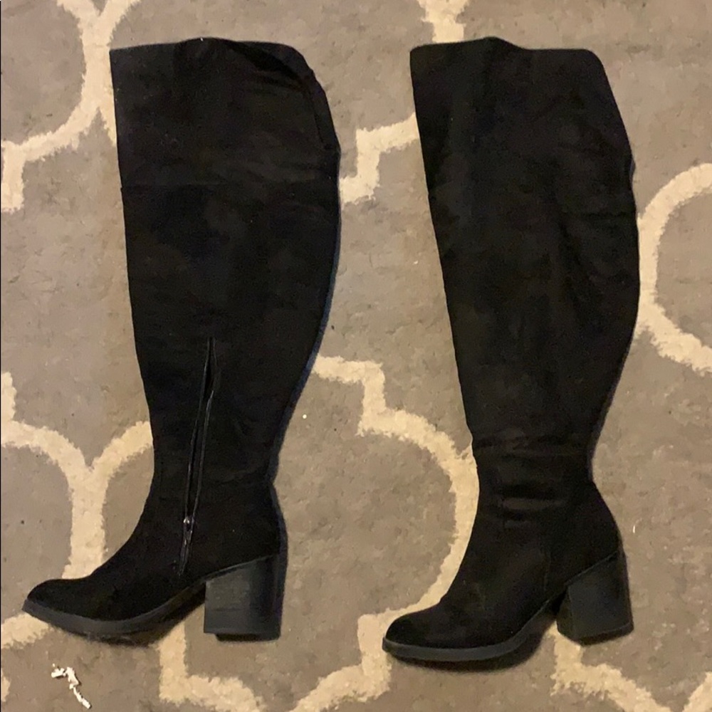 Black wide calf over the knee boots